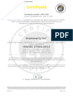 Grammarly ISO27001 Certificate 2023