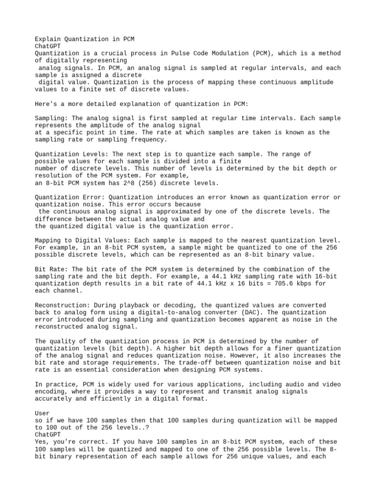 Quantization Breakdown PDF Sampling (Signal Processing) Digital