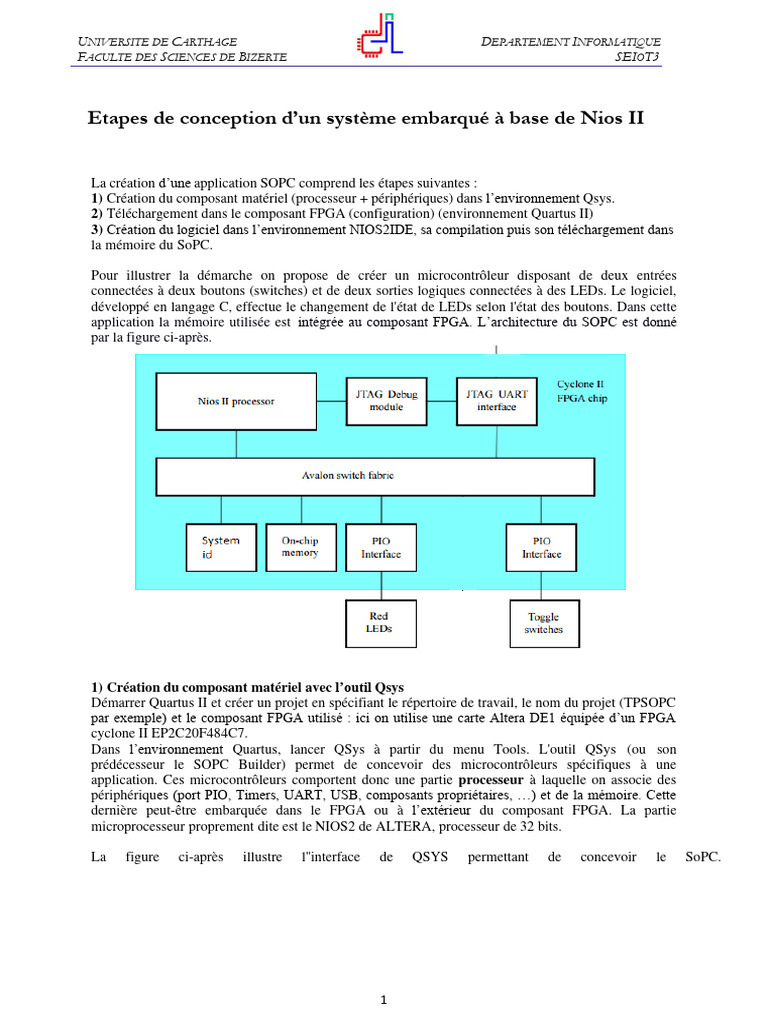 Codesign Etape Nios2 | PDF | VHDL | Microcontrôleur