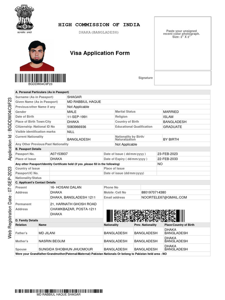 BGDDW04C9F23MD910911 | PDF | Travel Visa | Passport