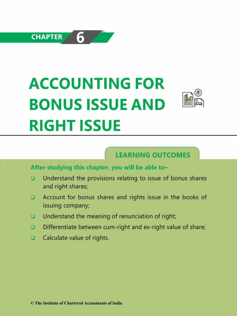 Accounting For Bonus Issue and Right Issue | PDF