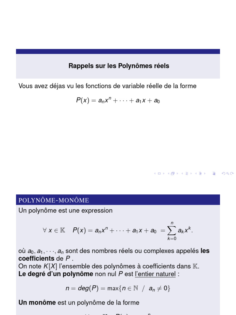 Rappels sur les Polynômes Réels | PDF | Polynôme | Zéro d'une fonction