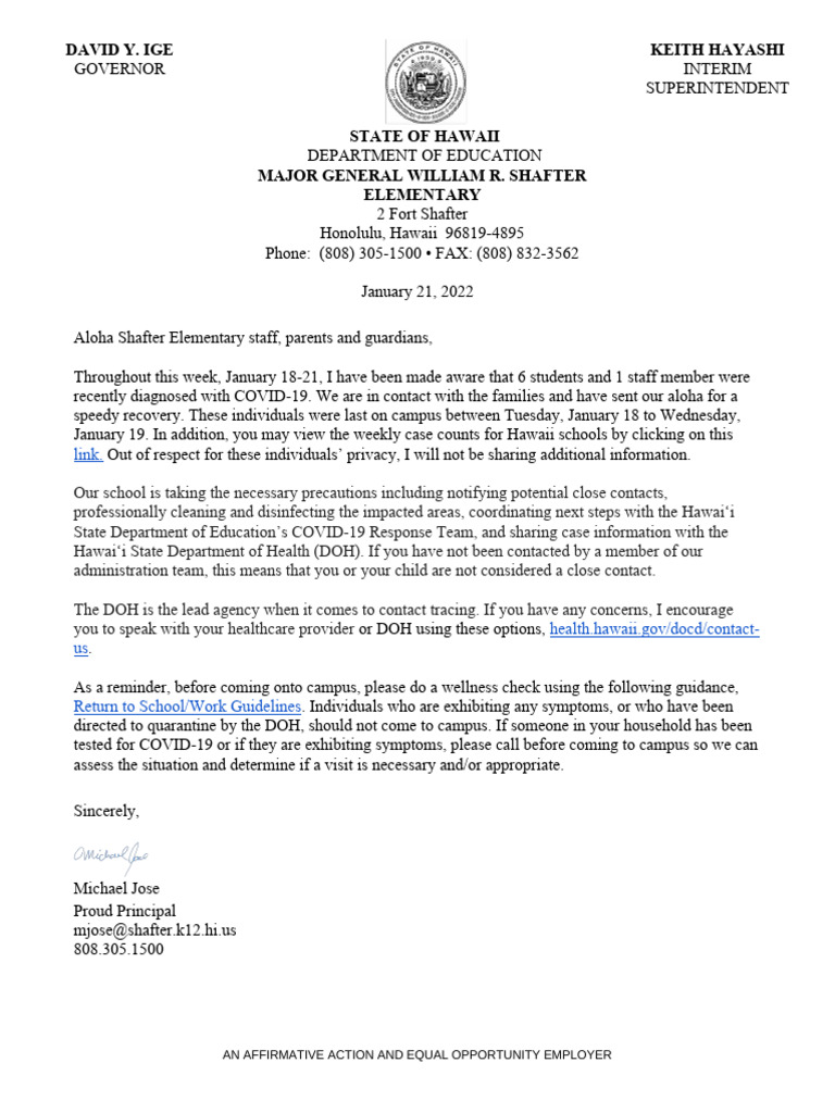 COVID Community Notification Letter 11 SY21-22 | PDF | Medicine | Pandemic