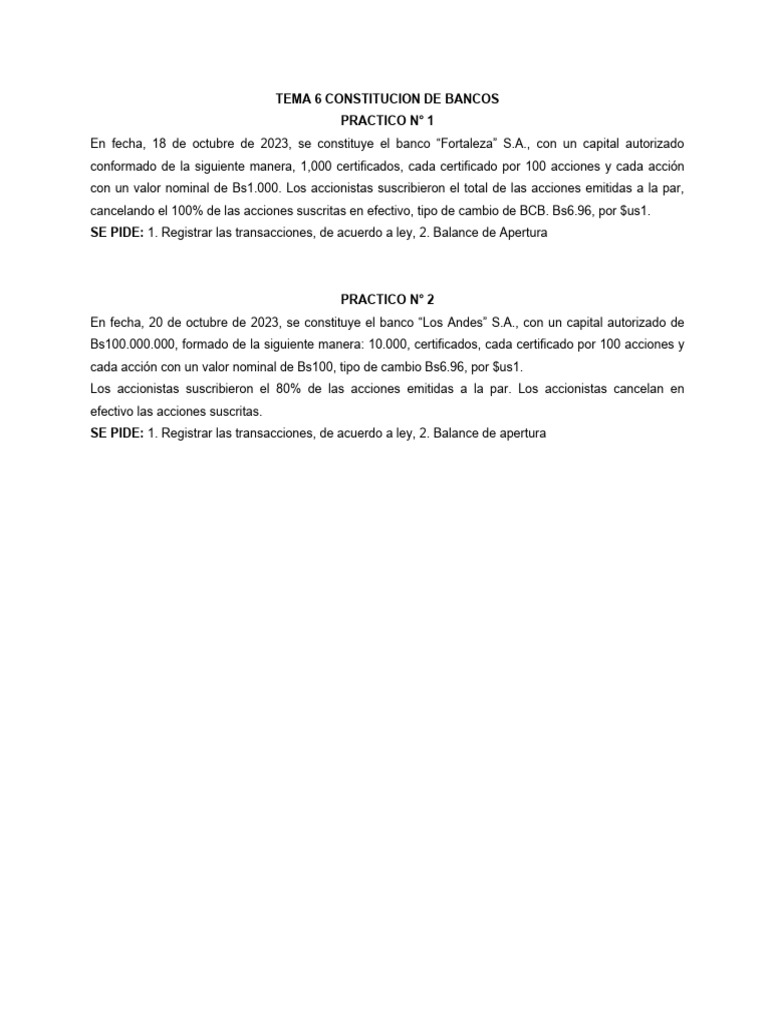Practico Contabilidad De Bancos Pdf Bancos Interés