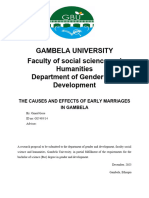 Causes and Effects of Early Marriages in Gambela