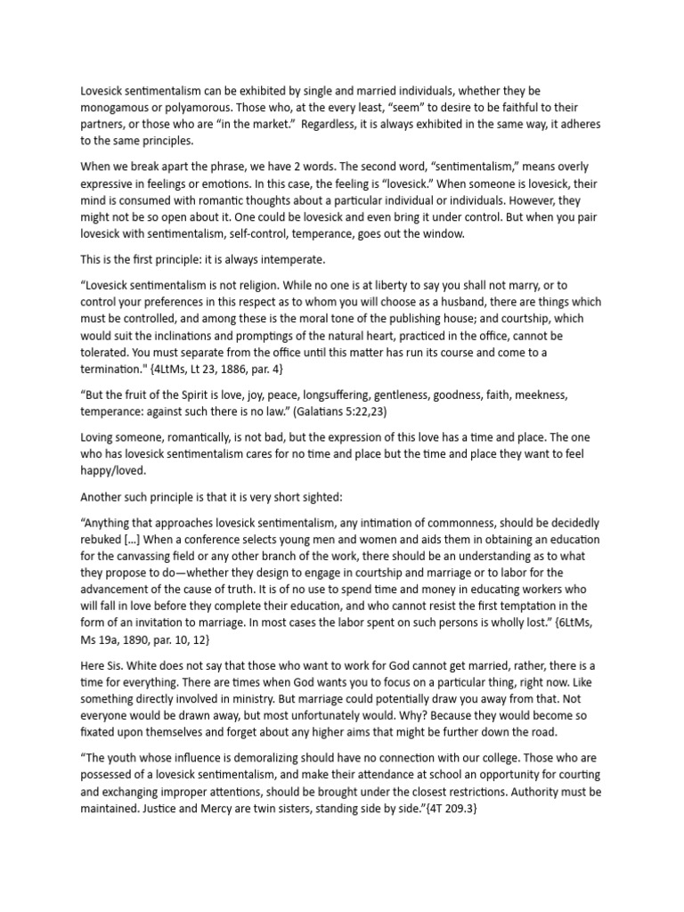 Lovesick Sentimentalism | PDF | Love | Fruit Of The Holy Spirit