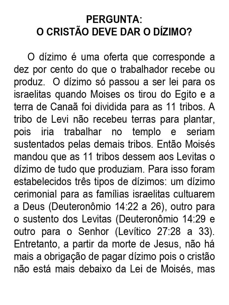 Devo Dar o Dízimo | PDF