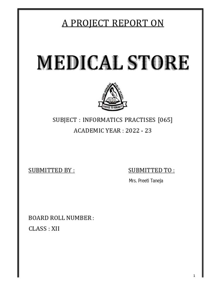 Medical Store Management Project Report | PDF | Computer Program ...