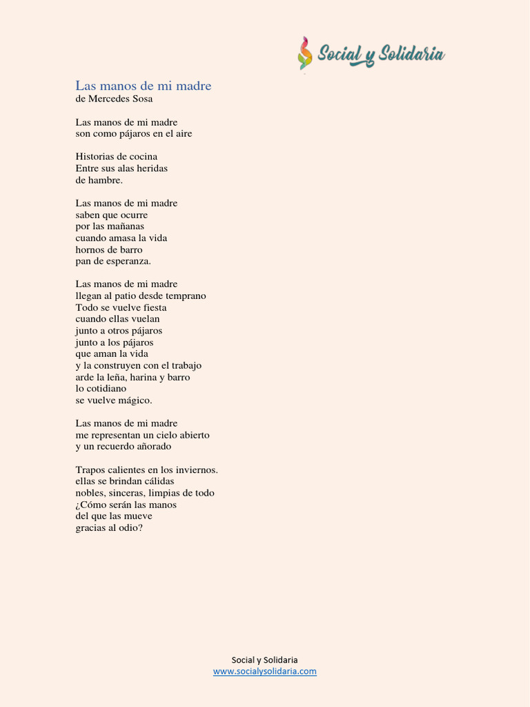 Letras Las Manos de Mi Madre | PDF