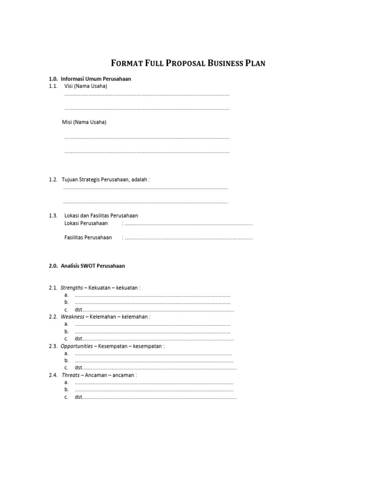 Format full proposal business plan pdf