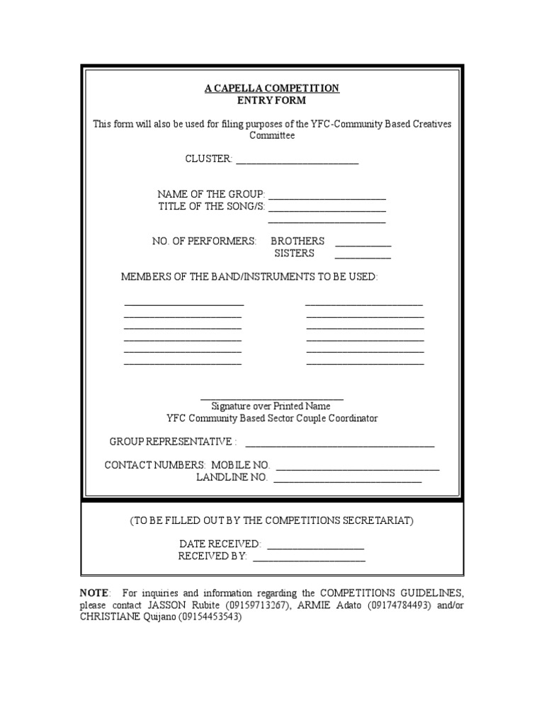YFC Competition Entry Form | PDF
