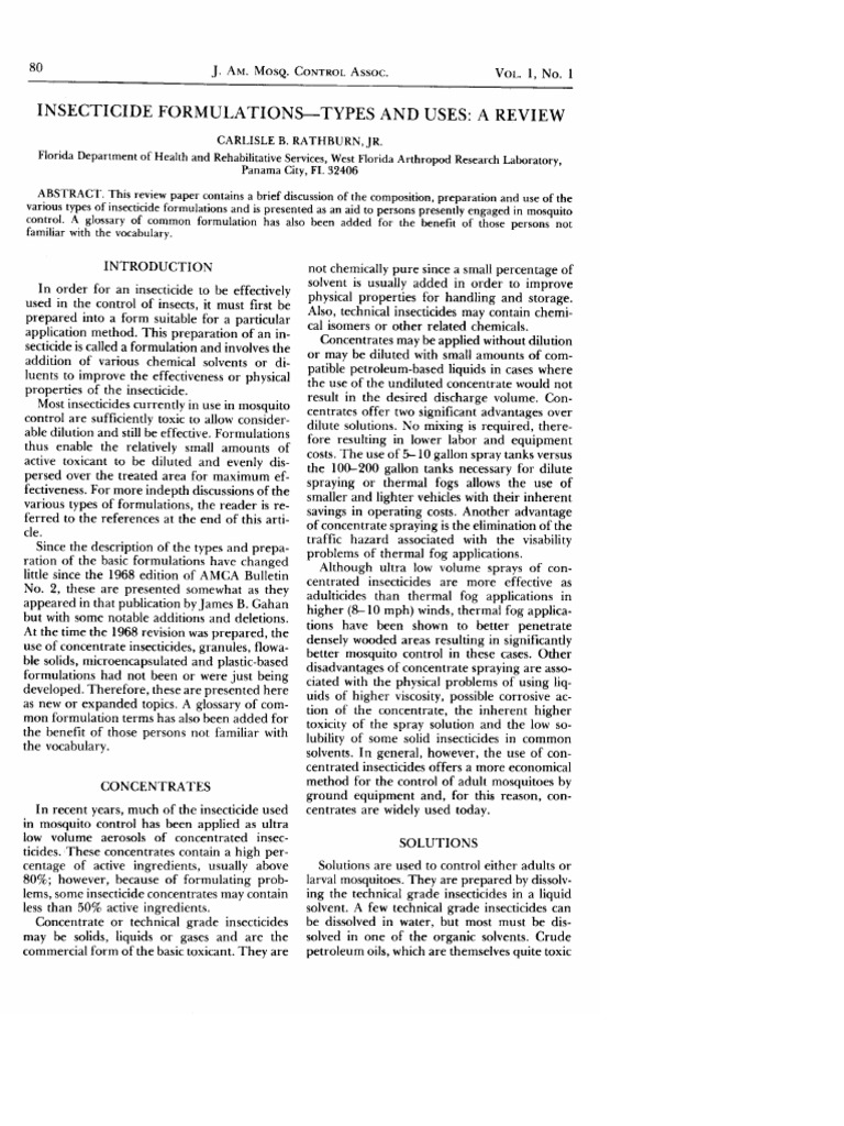 Insecticides Formulations - Types and Uses | PDF