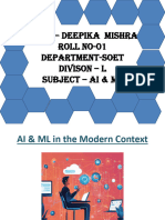 Name - Deepika Mishra Roll No-01 Department-Soet Divison - L Subject - Ai & ML