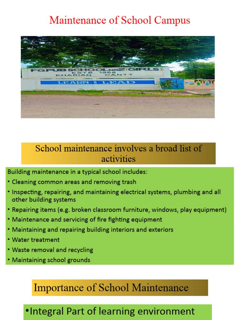 School Campus Maintenance Overview | PDF | Waste | Waste Management