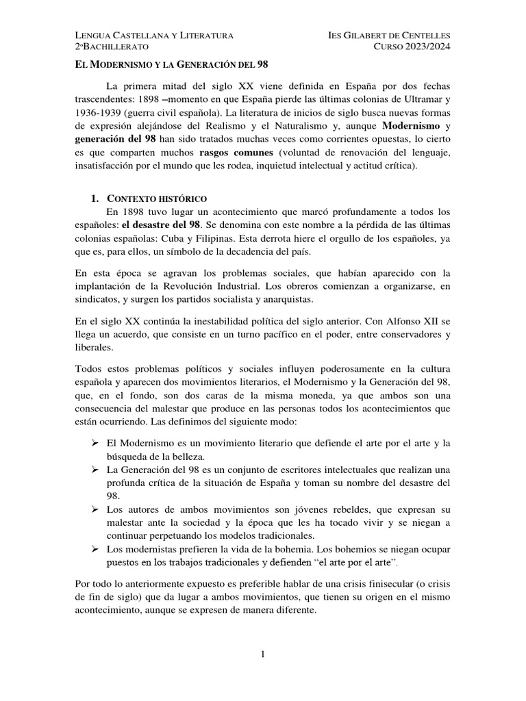Modernismo y g 98 1 pdf poes a novelas