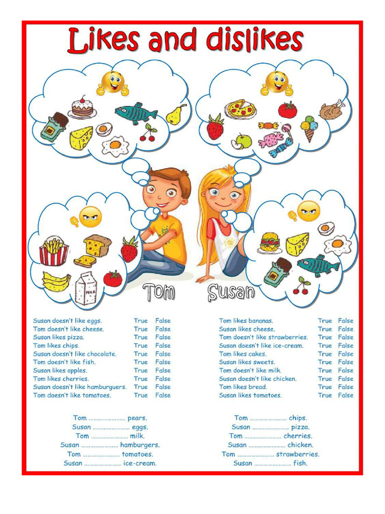 Likes-Dislikes Worksheet | PDF