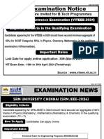Examination Notice: Applications Are Invited For B.Tech Programmes