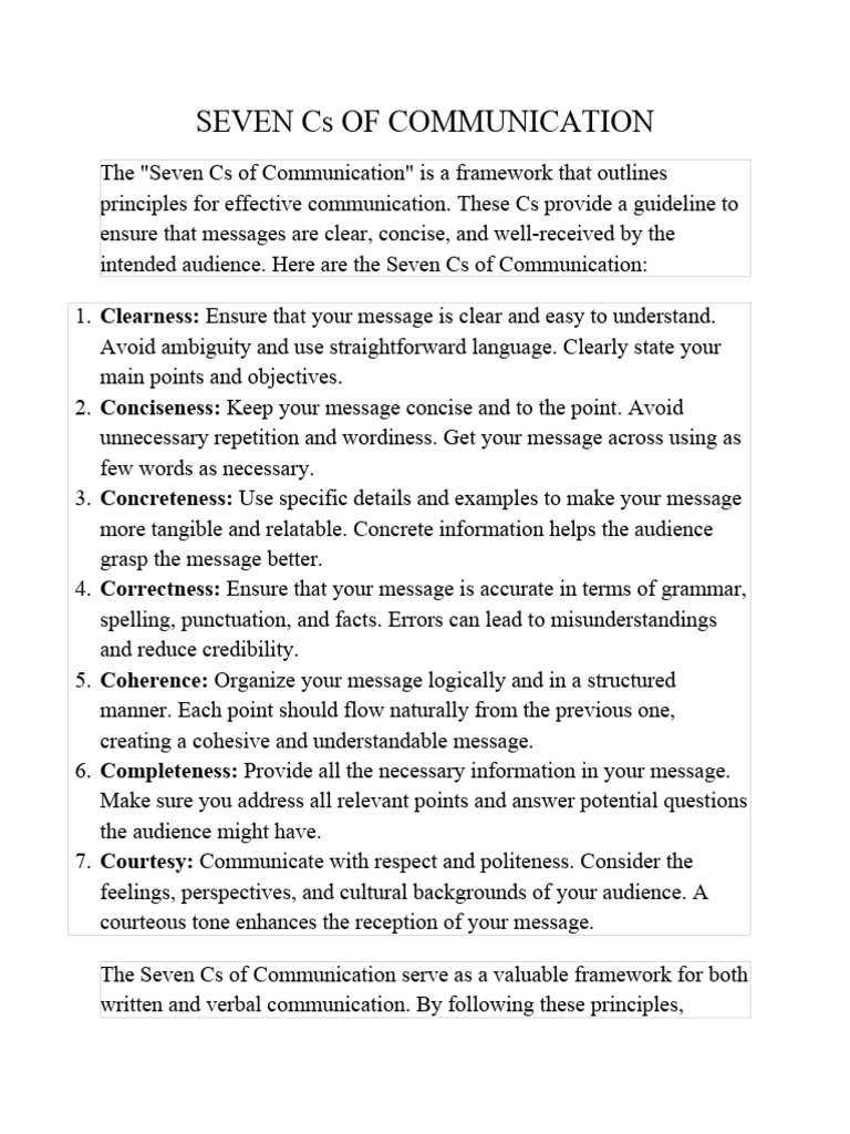 SEVEN Cs OF COMMUNICATION | PDF