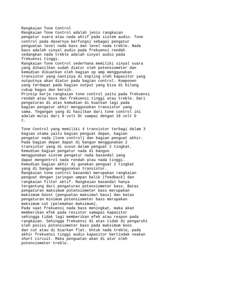 Rangkaian Tone Control | PDF