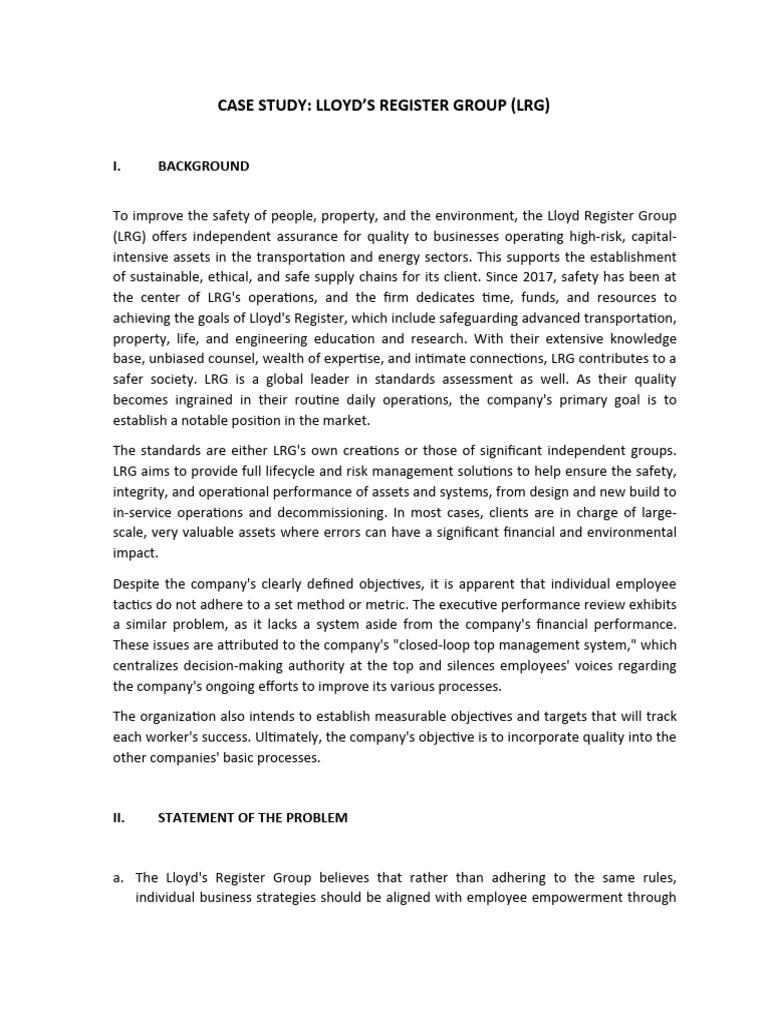 Lloyd's Register Group Case Study | PDF | Performance Appraisal ...