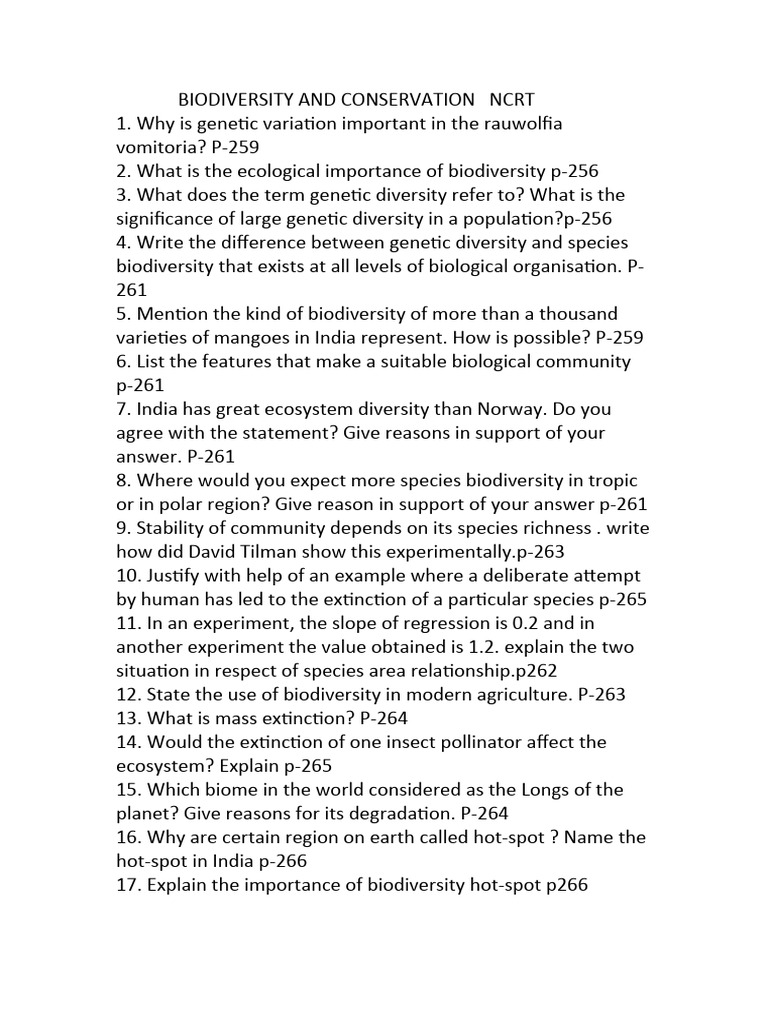 Importance of Biodiversity and Conservation | PDF | Biodiversity ...