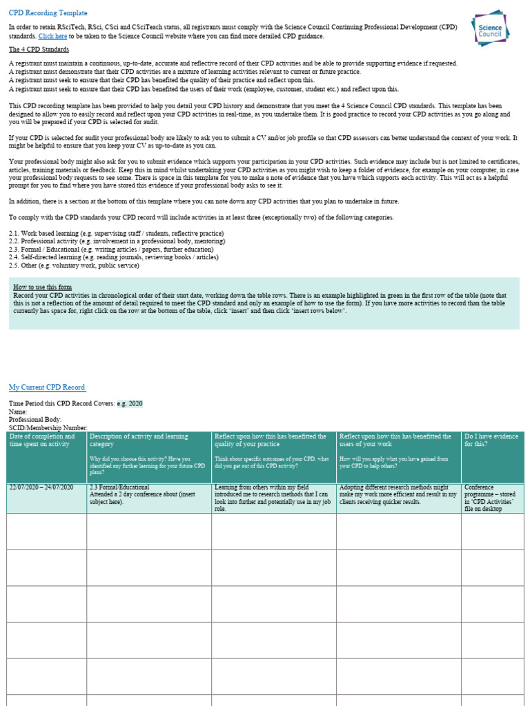 CPD Recording Template 2021 | PDF