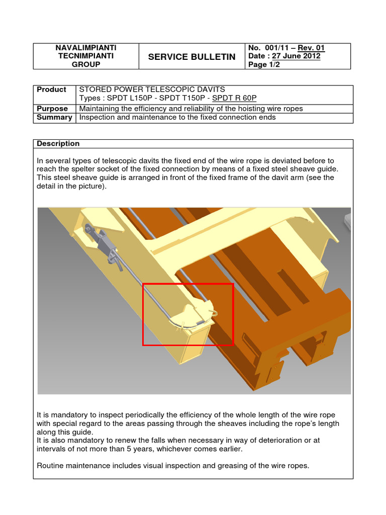 Telescopic Davit Maintenance Guide | PDF | Rope | Equipment
