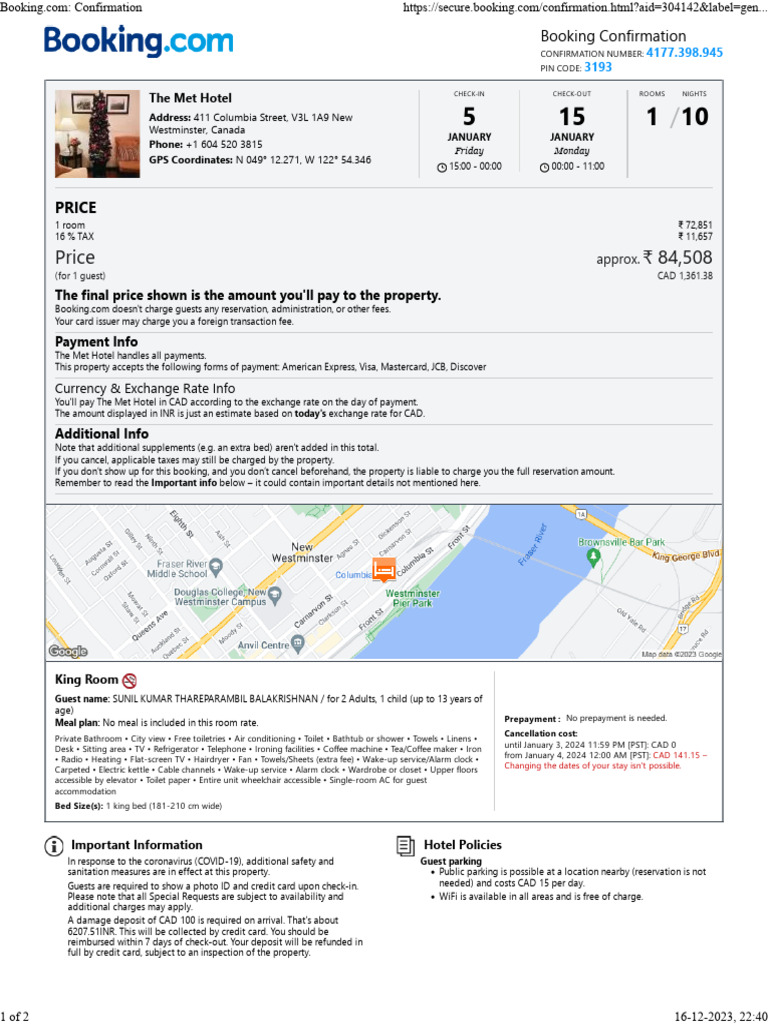 Booking.com Confirmation | PDF | Payments | Visa Inc.