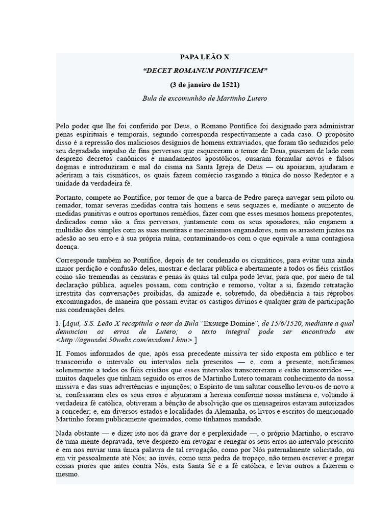 Decet Romanum Pontificem Bula de de Lutero PDF