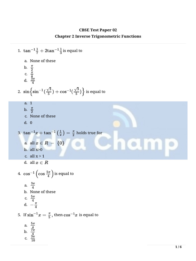 Trigo 1 Practice Paper 2 | PDF | Trigonometric Functions | Combinatorics