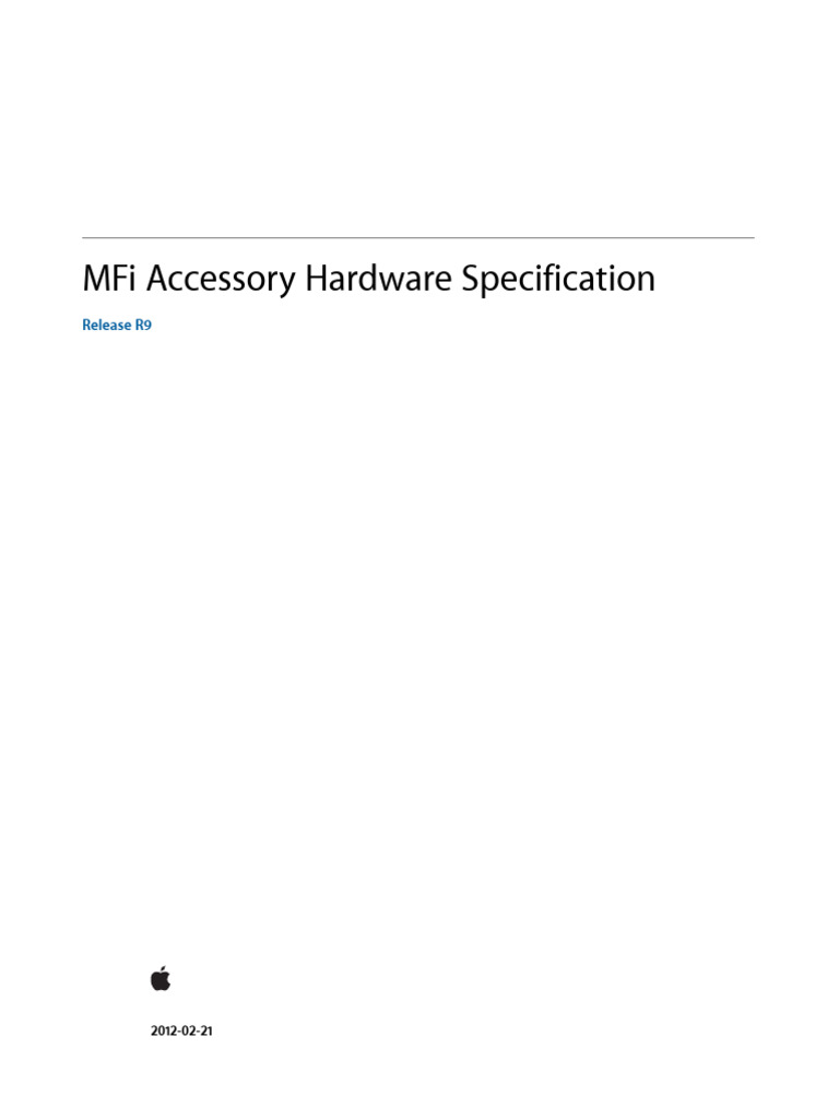 Mfi Accessory Hardware Specification: Release R9 | PDF | Usb | I Pod Touch
