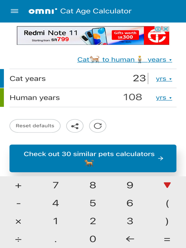 Cat Age Calculator and Comparisons | PDF