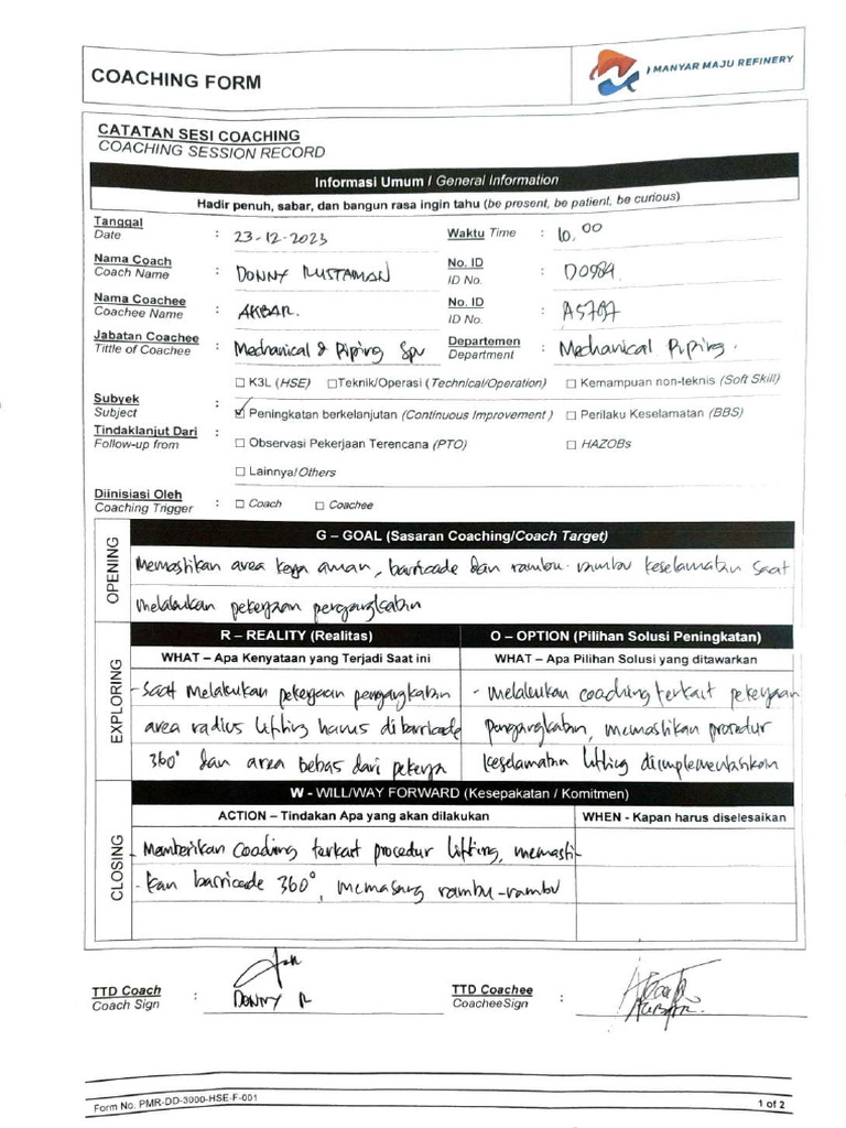 Coaching Mechanical And Piping Supervisor During Lifting Pdf