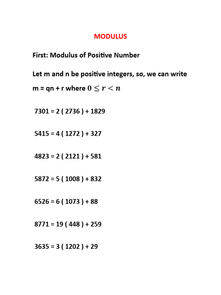 Modulus Concepts for Math Students | PDF