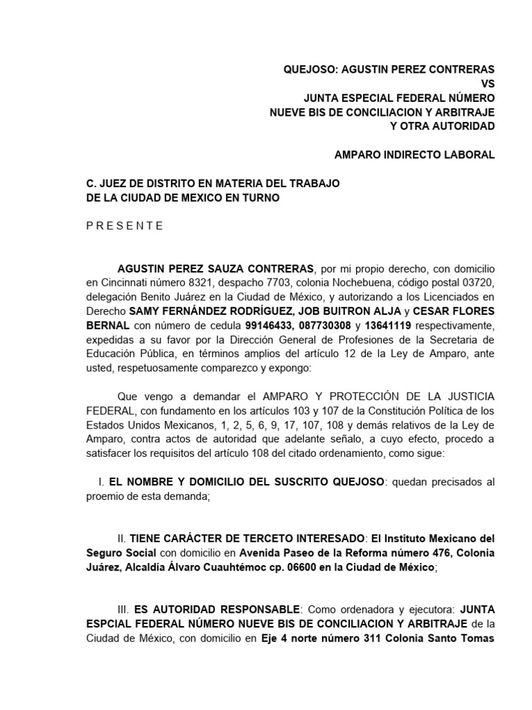 Amparo Indirecto Laboral: Dilación en Laudo | PDF | Caso de ley | Ley ...