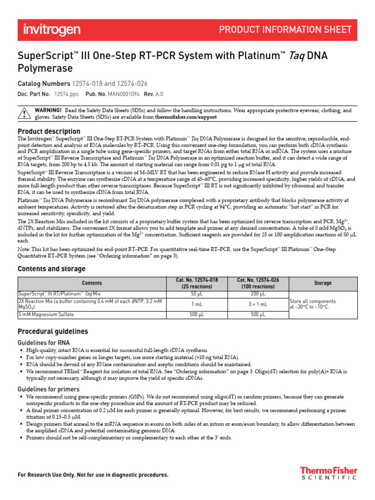 superscriptIII onestepRTPCR Man | PDF | Reverse Transcription ...