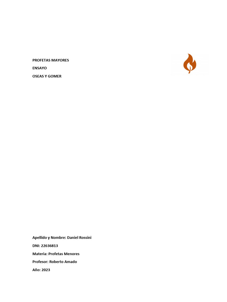 Ensayo Profetas Menores - Oseas y Gomer | PDF