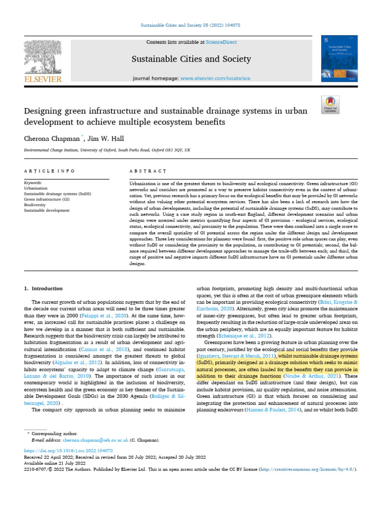 Green Infrastructure for Urban Sustainability | PDF | Green ...