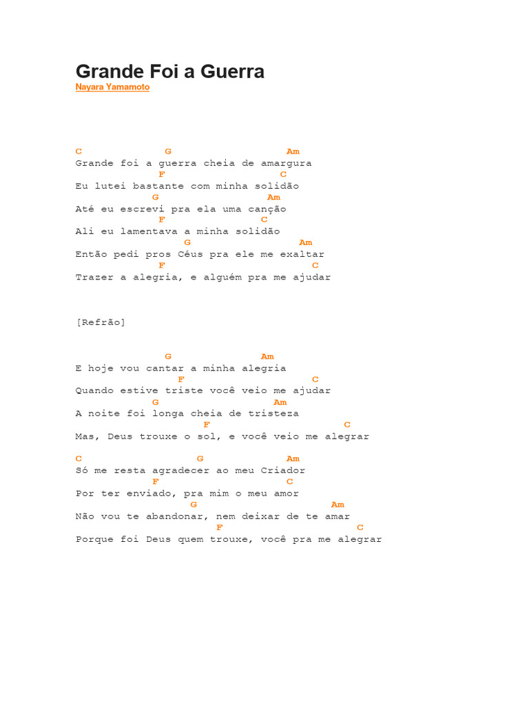 Grande Foi a Guerra - Letra e Cifras | PDF
