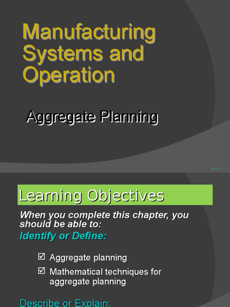 Ch13 Aggregate Planning | PDF | Operations Management | Scheduling ...
