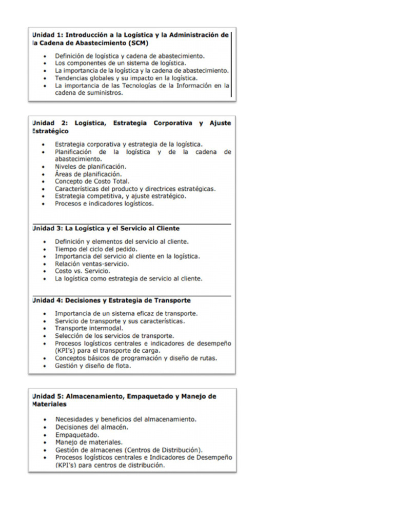 Contenidos Gestión Logística | PDF