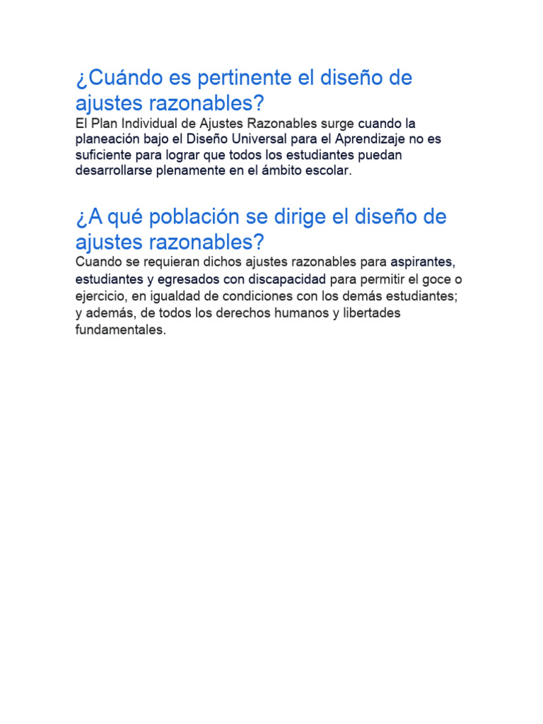 Diseño de Ajustes Razonables en Educación | PDF