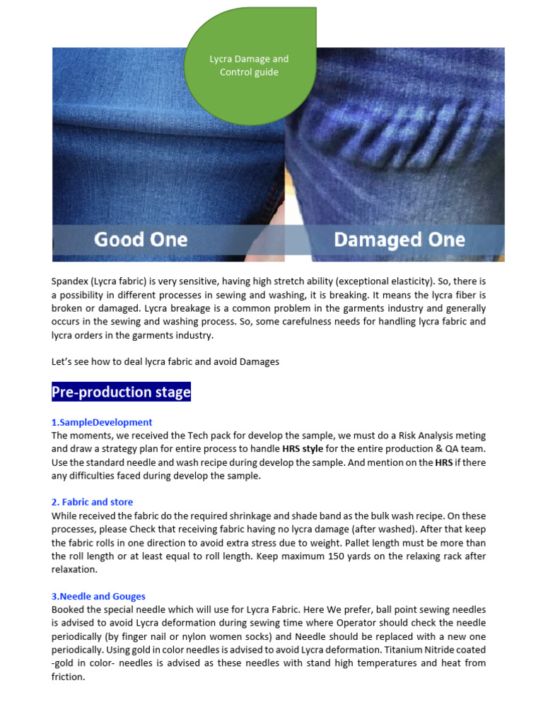 Lycra Damage and Control Guide - 1 | PDF