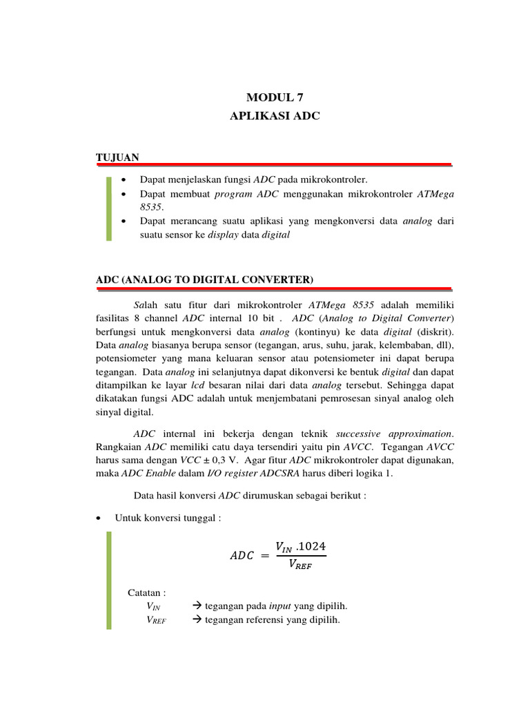 Modul 7 Aplikasi Adc: Tujuan | PDF