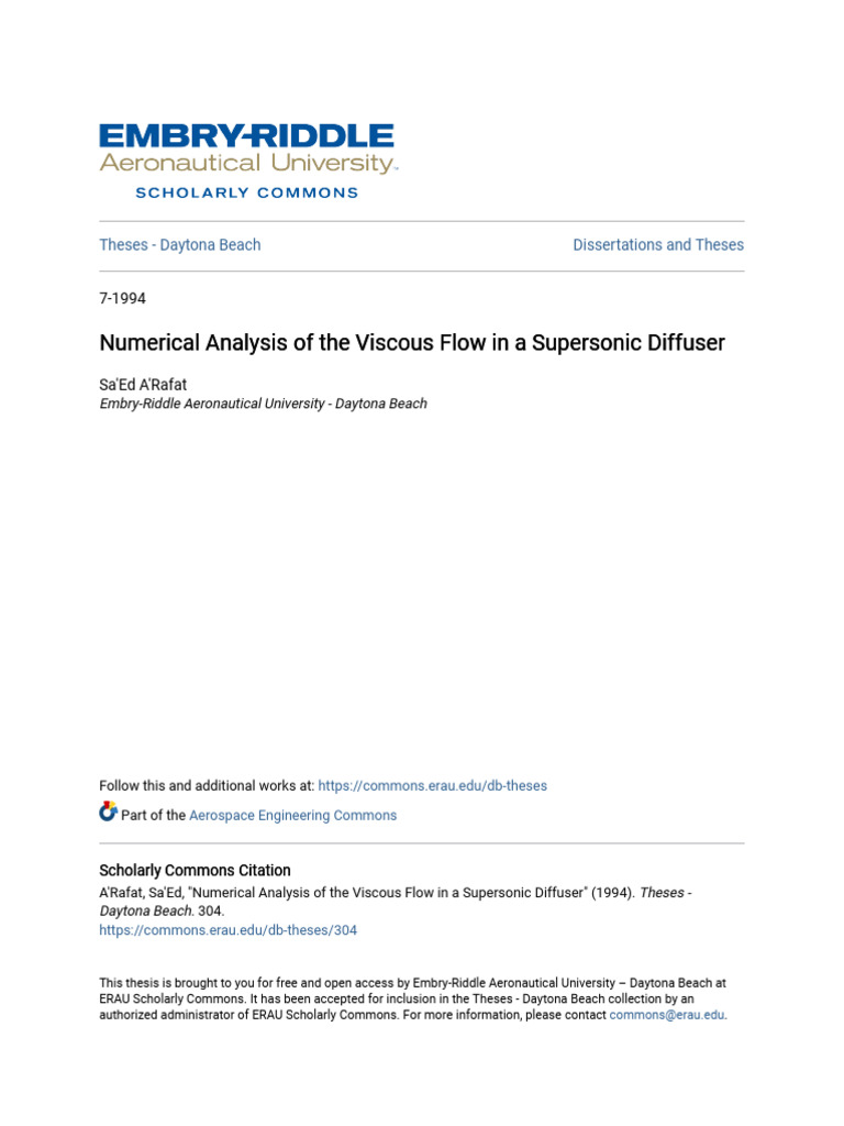 Numerical Analysis of The Viscous Flow in A Supersonic Diffuser | PDF ...