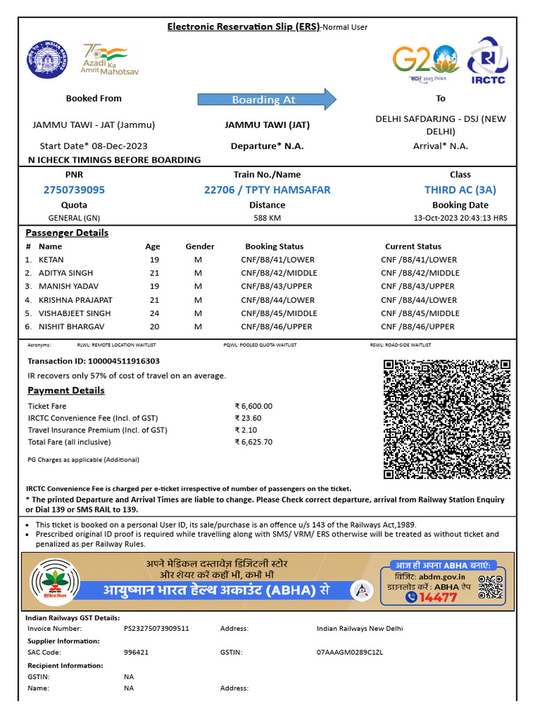 Railway Ticket Booking and Guidelines | PDF