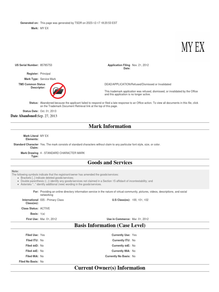 Myex Files | PDF | United States Patent And Trademark Office | Trademark
