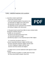 Class Viii Subject: Civics Worksheet:2 Topic: Understanding Secularism
