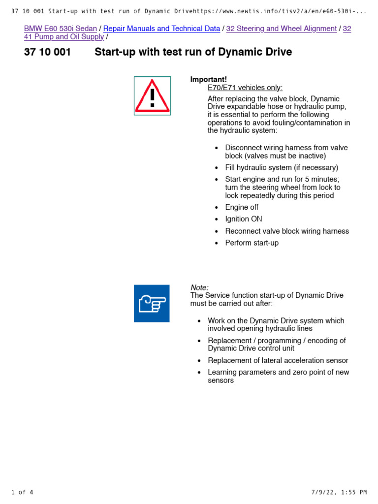 37 10 001 Start-Up With Test Run of Dynamic Drive | PDF | Steering ...