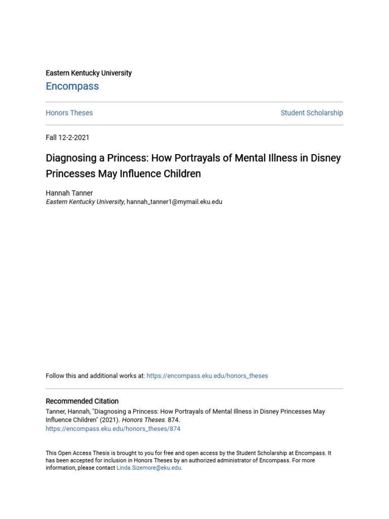 Disney Princesses and Mental Illness Impact | PDF | Attachment Theory ...